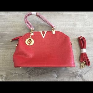 NWT Red croc detail handbag